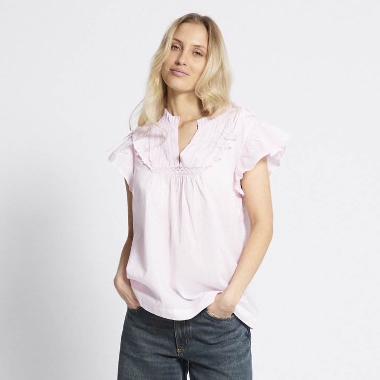 V-neck frill blouse "Ilona" Light Pink